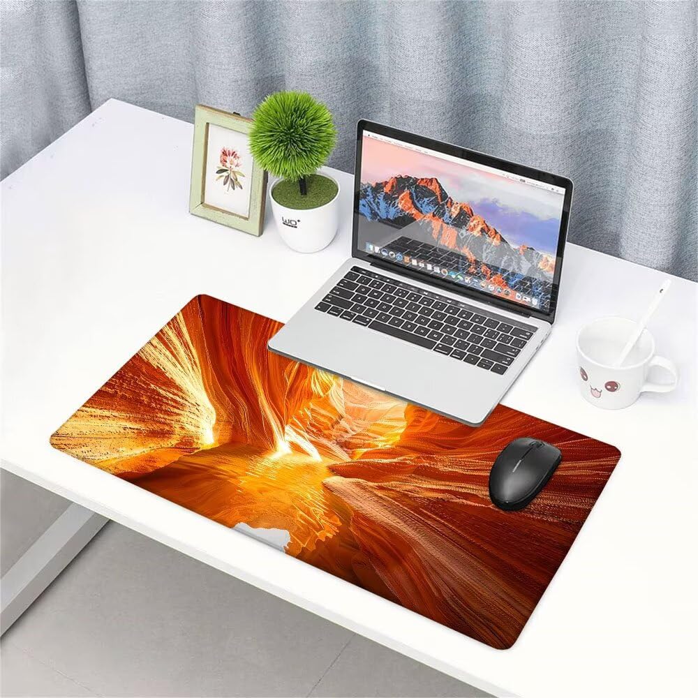 Alfombrilla de Mouse para Juegos, Giallo, XXL, Antideslizante, Impermeable, Diseño de Paesaggio, Extendido, Grande, 1200x600x3mm, para PC, Laptop, Ufficio, Famiglia d-572