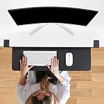 Porte-clés sous le bureau avec tiroir,26.77" X 11.81" Plateau de clavier avec montage à pince C, facile à installer, réglable en hauteur pour le bureau d'accueil (noir)