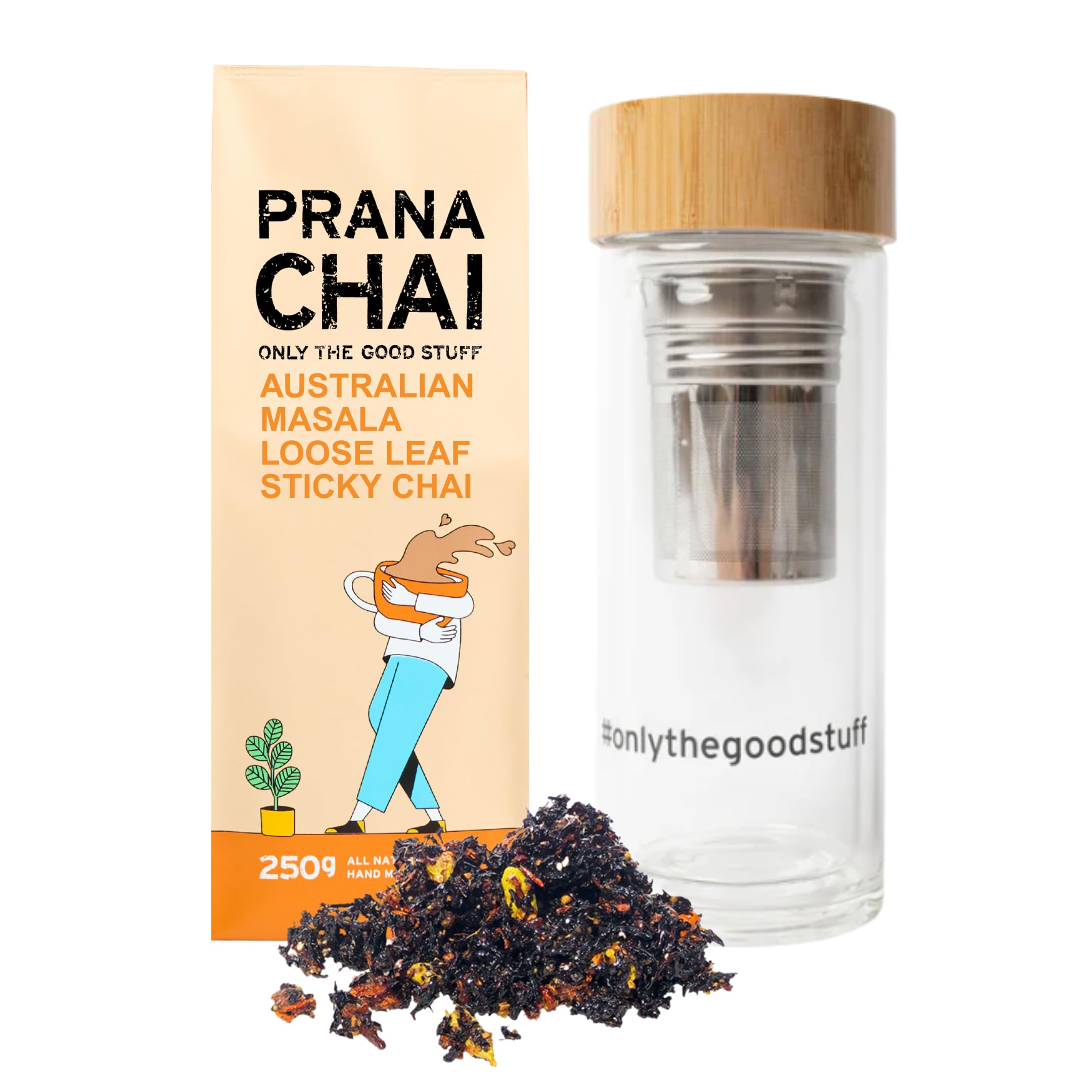 Prana Chai Masala Blend Cold Brew Kit with Loose Leaf Tea, Tea Infuser & Recipe Book – All-Natural Home Brewing Kit with Spiced Chai Blend, No Added Sugars or Preservatives