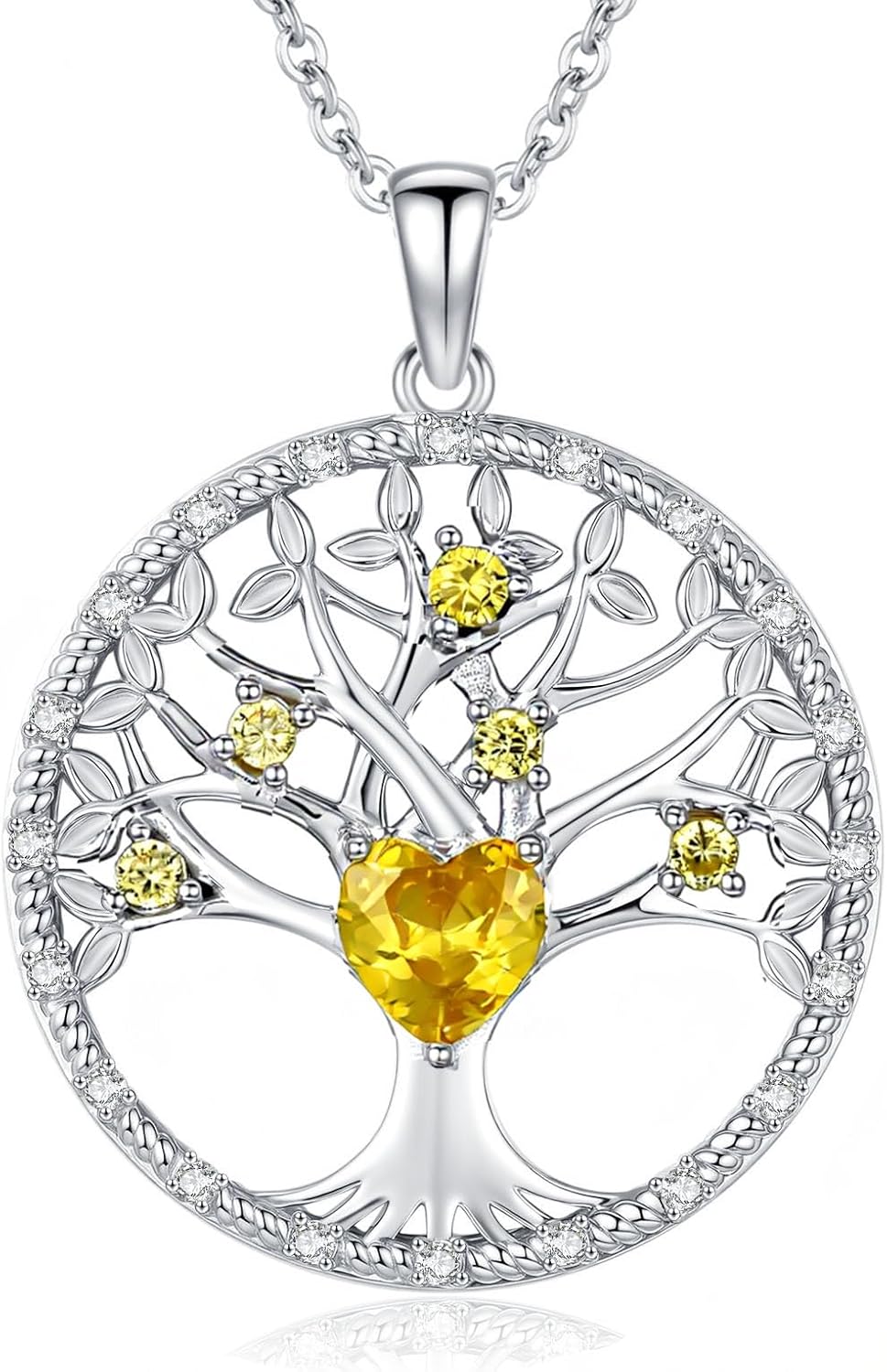 Tree of life necklace for women Birthstone Sterling Silver Pendant-Adjustable Chain, Ideal Jewelry gift for her, Girlfriend, Wife, Mom on Birthday, Anniversary