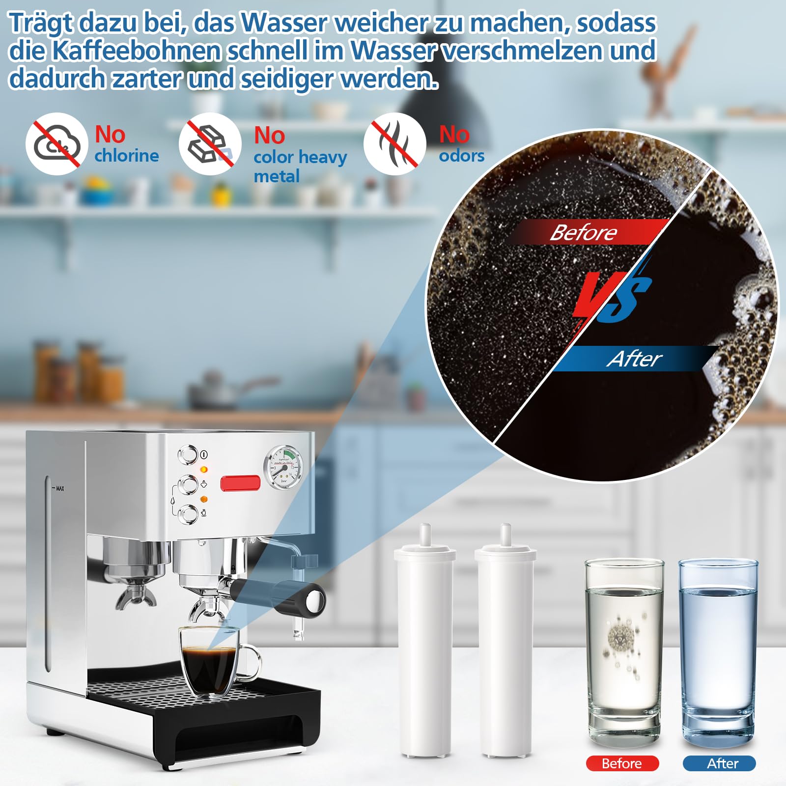 Filtro acqua di ricambio compatibile con macchine da caffè LELIT PLA930M Filtro acqua in resina per macchina da caffè LELIT (4 pezzi)