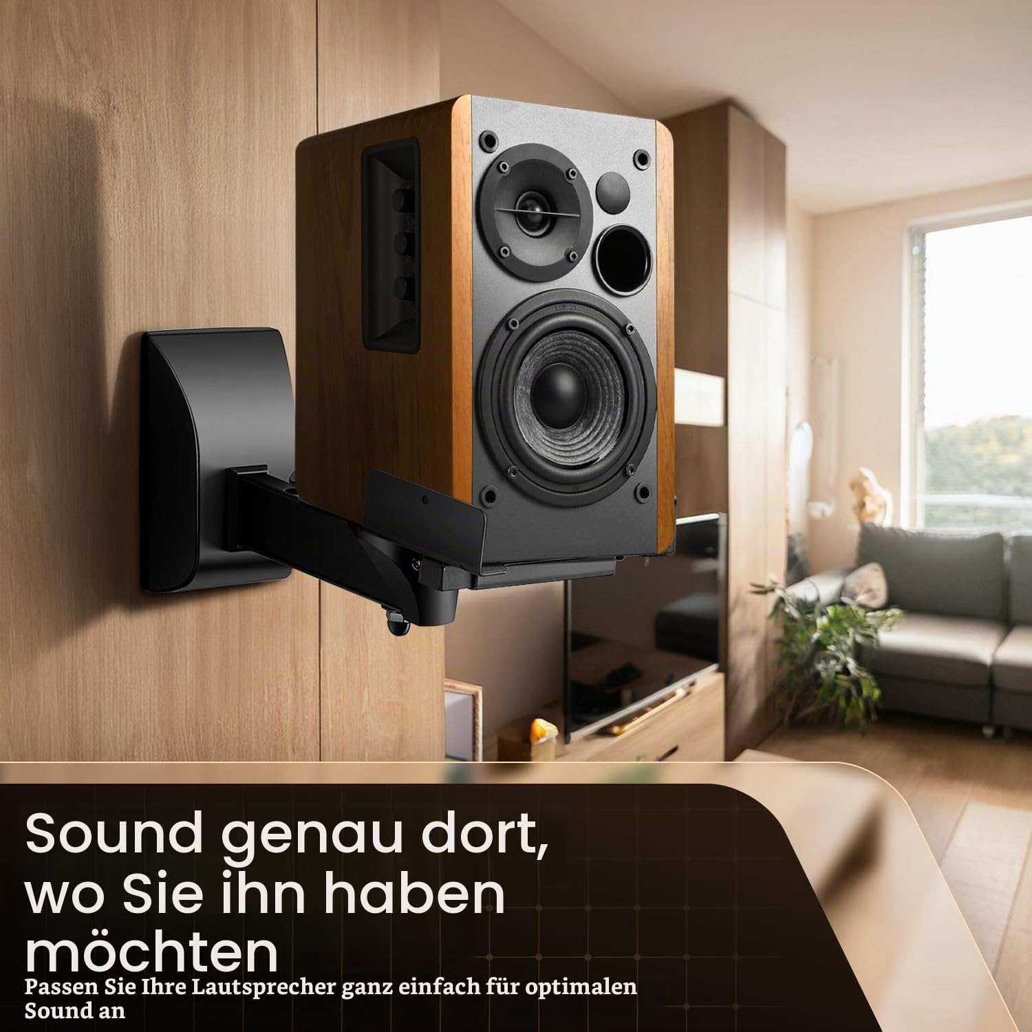 TNP 2X Universal Lautsprecher Wandhalterung, Universelle Lautsprecherhalterung Neigbar Schwenkbar Drehbar Halter Wandmontage Regal Box Wall Mount Boxen Wandhalterung Regalboxen, bis 30kg, Schwarz