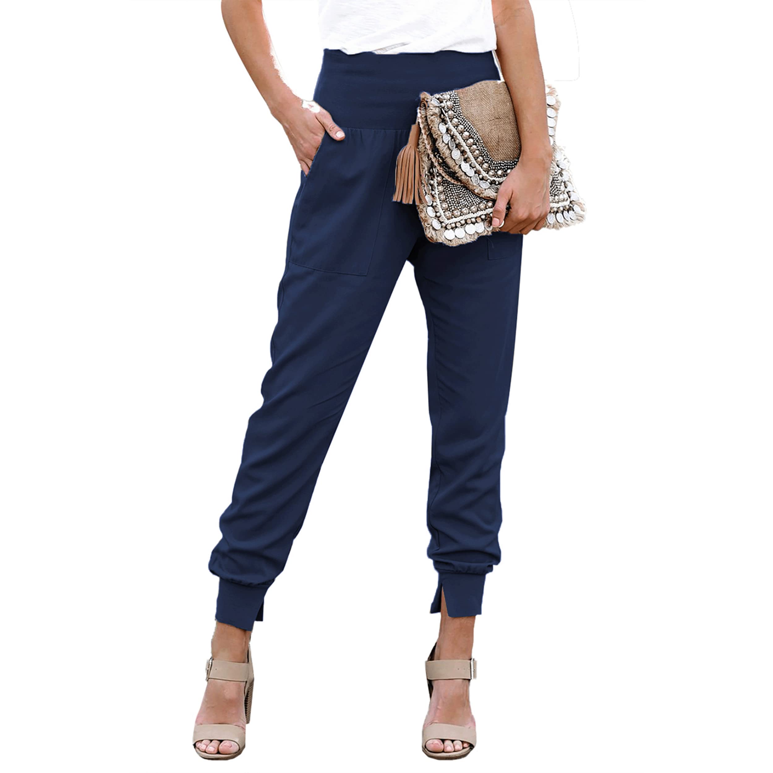 Trendy Joggers for Women's Business Attire, Navy Blue XLarge, Indoor & Outdoor, Comfortable fit Lightweight Work Attire: 95% Polyester, 5% Spandex
