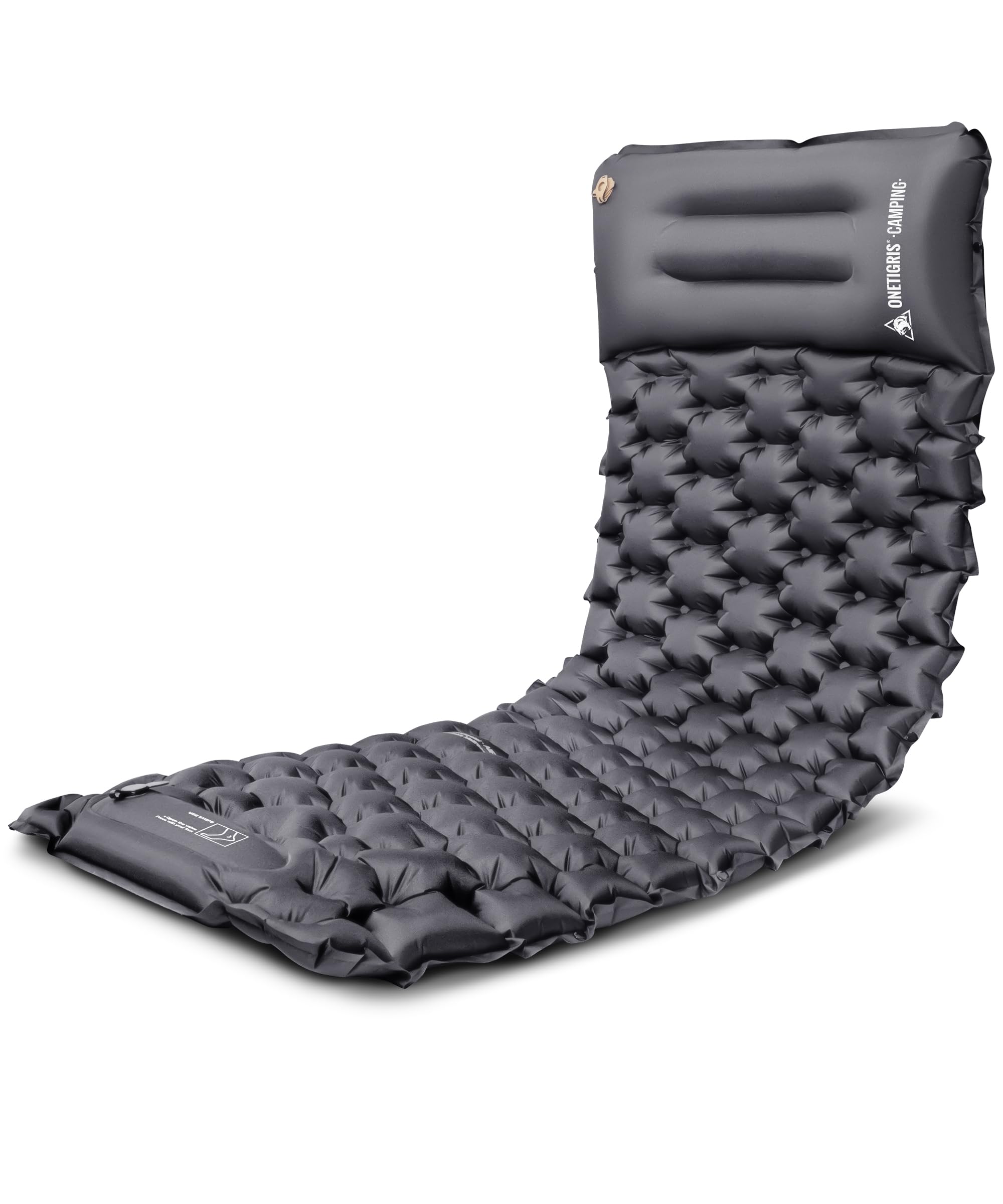 OneTigris BLACKCRYSTAL Matelas isolant autogonflant ultra léger, oreiller et matelas gonflable compact pour tente, camping, tourisme et randonnée