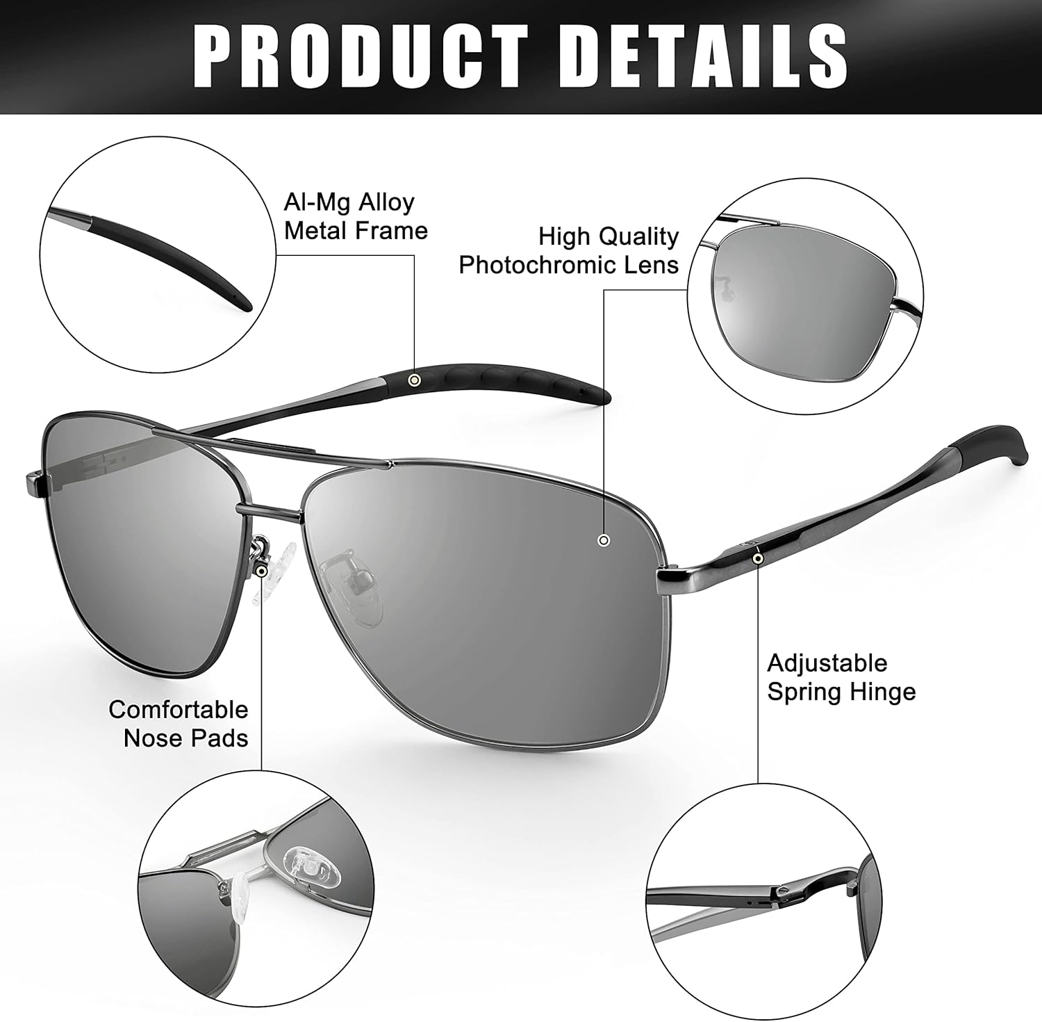 Aviator Sunglasses for Womens Men UV Protection Polarized Pilot Style Durable Metal Frame with Spring Hinges - Image 6