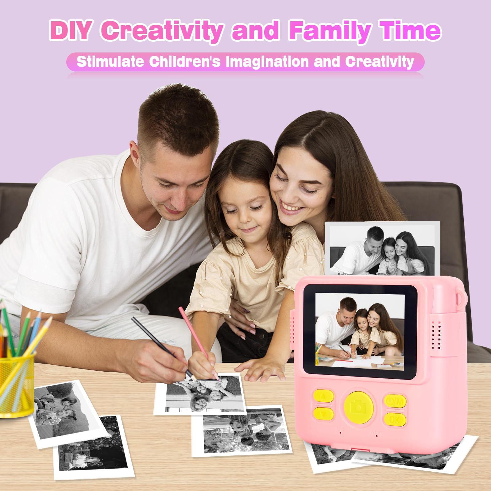 Riosin 6 Rolls Instant Camera Refill Print Paper for Kids Photo Printer HD Printing Thermal Print Paper Rolls Fit for Most Kids Instant Camera (White-6) - Image 4