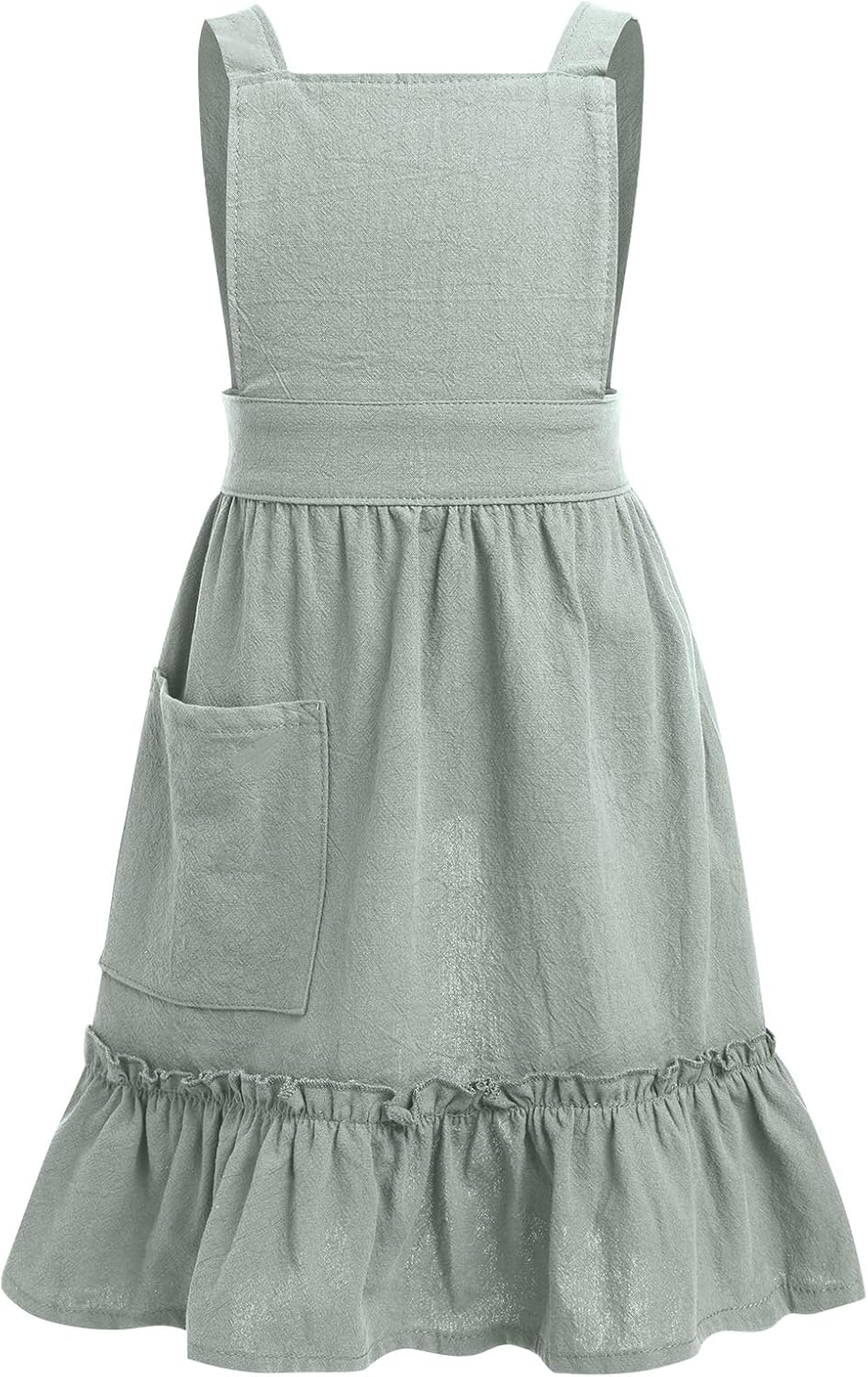 OBEEII Kids Aprons for Cooking Cotton Linen Children Baking Kitchen Gardening Painting Apron Pinafore Dress with Pockets