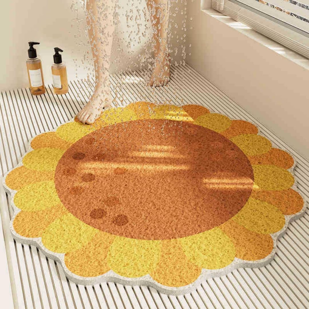 Sunflower Rubber Loofah Quick-Dry Mat(Orange,70cm)