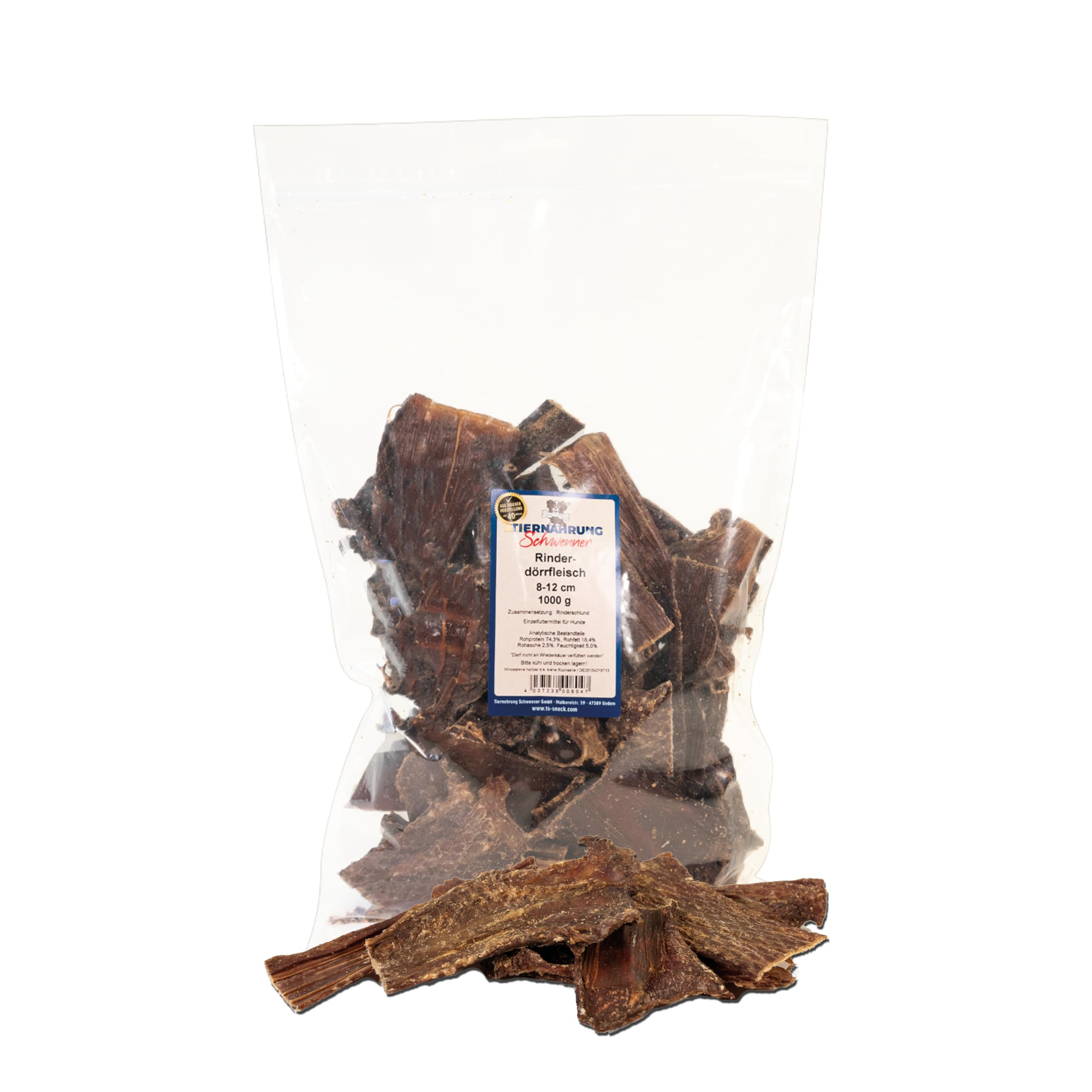 Carne secca di manzo per cani – 8 – 12 cm deliziose bastoncini da masticare – Deliziosi snack per cani in carne secca – 1000 g