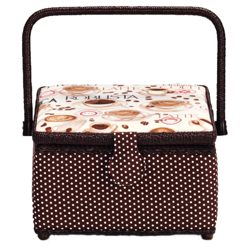 Panier à couture Prym haut de gamme en tissu marron pour rangement mercerie
