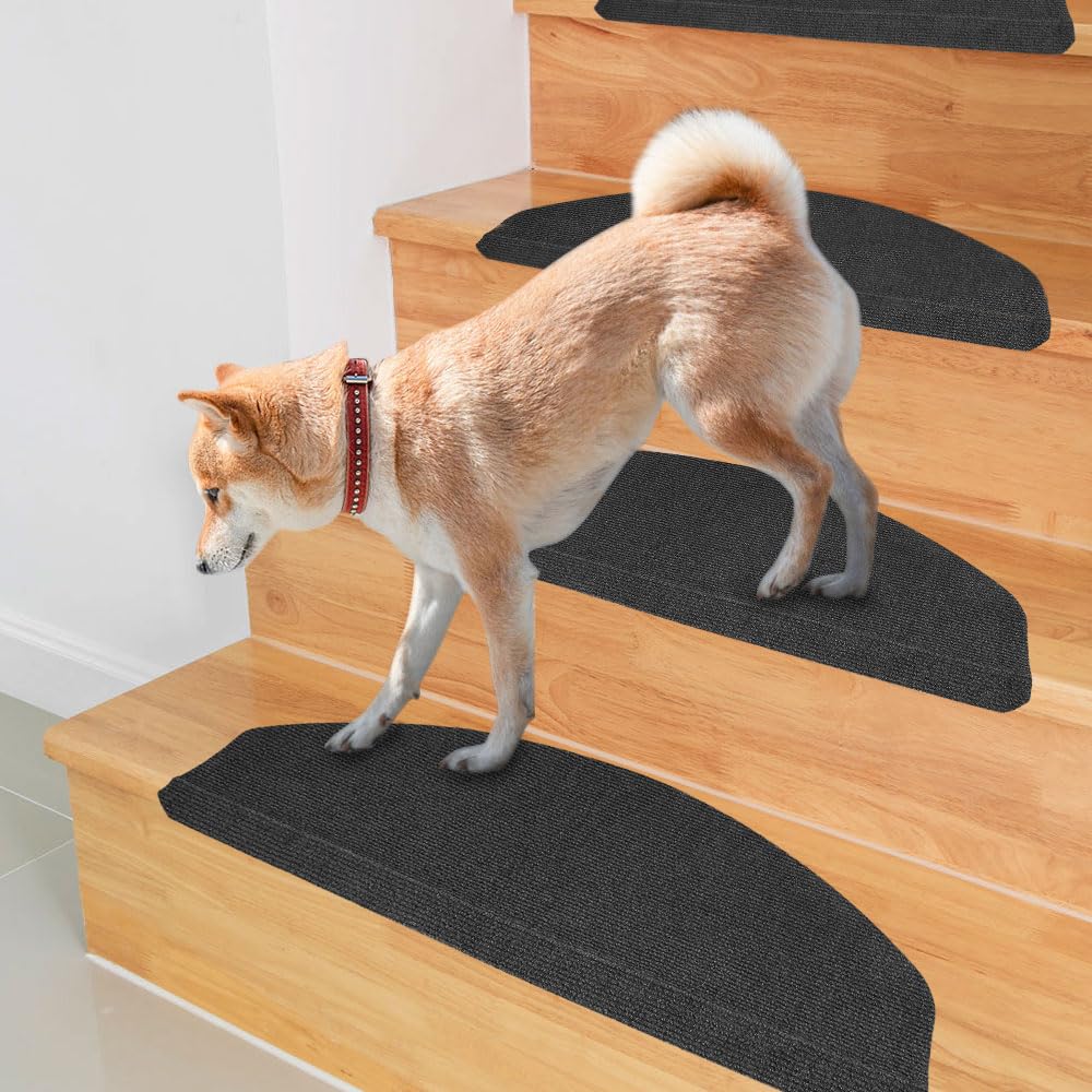 OHMG Lot de 15 Marchettes d'Escalier Antidérapant,Silencieux Tapis de Protection Autocollants,Sécurité pour Enfants,Personnes Agées et Animaux Domestiques,avec Adhésif Réutilisable