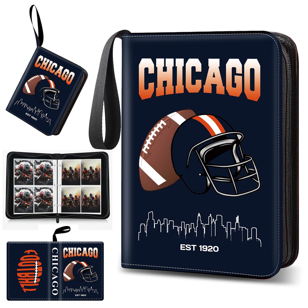 ChicagoTrading - Carpeta para tarjetas, 4 bolsillos para 400 tarjetas con 50 fundas extraíbles, para guardar tarjetas, archivador