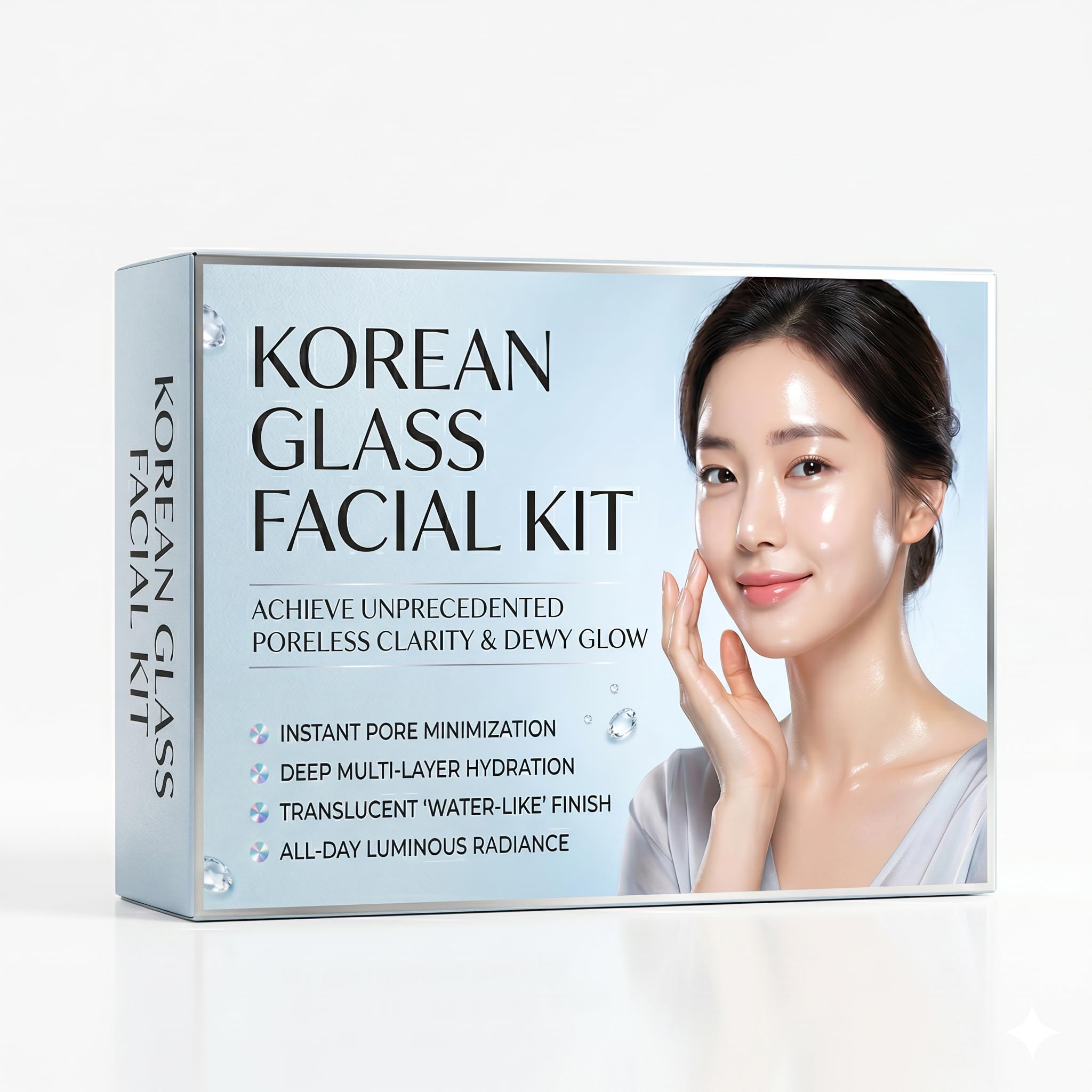 Korean Glass Facial Kit – Skincare Set for Poreless Clarity & Dewy Glow | Deep Multi-Layer Hydration, Instant Pore Minimization & All-Day Luminous Radiance