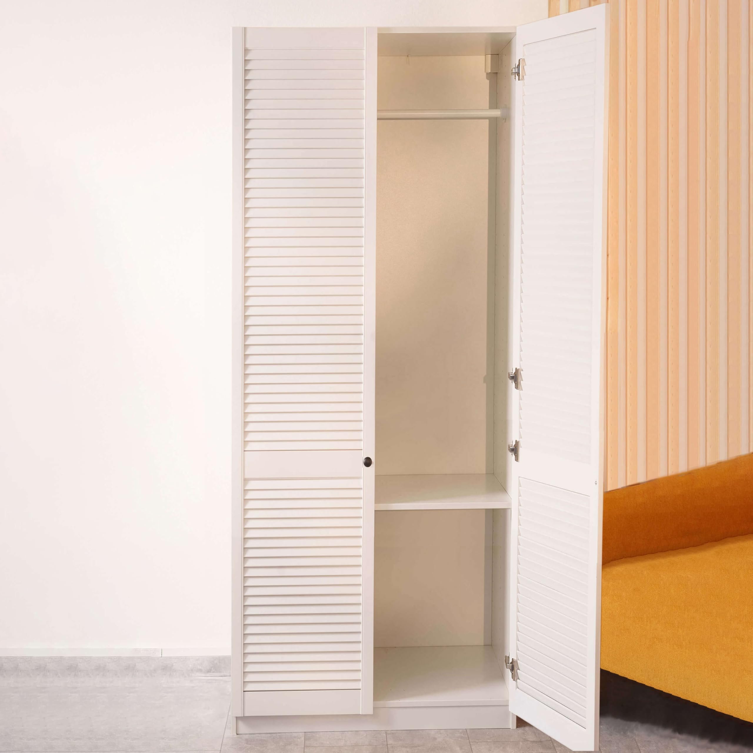 Lamellentür passend zu IKEA PAX Kleiderschrank 236 cm | in Weiß Premium Lackiert | Schranktür 229 x 49,4 cm mit offener Lamellen-Optik | Hochwertiges Massivholz