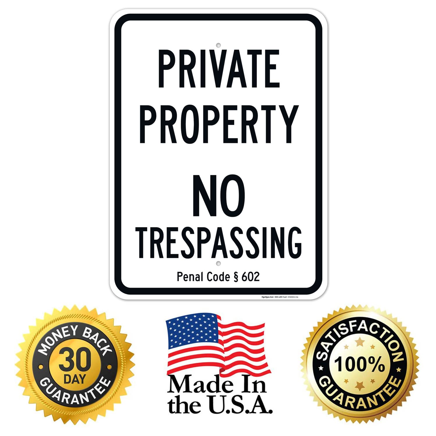 California Private Property No Trespassing Sign, 18x24 Inches, Rust Free .063 Aluminum, Fade Resistant, Made in USA