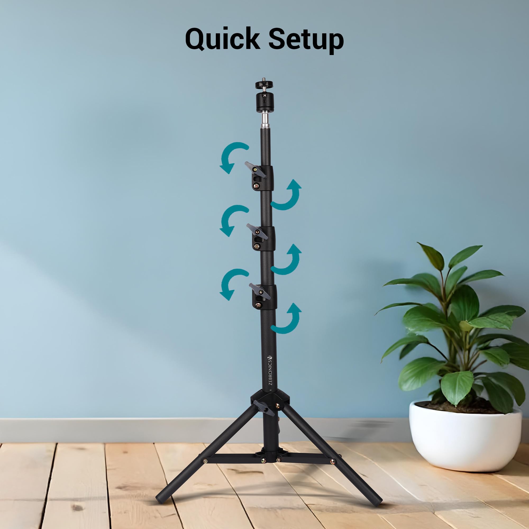 ZEBRONICS PSH01, Projector Tripod Stand, 360° Rotatable, Foldable and Portable Design, Metal Body, 4 Level Height Adjustment, Supports Upto 5kg, Easy to Setup, with 6.35 mm Mounting Screw — Amazon image 4