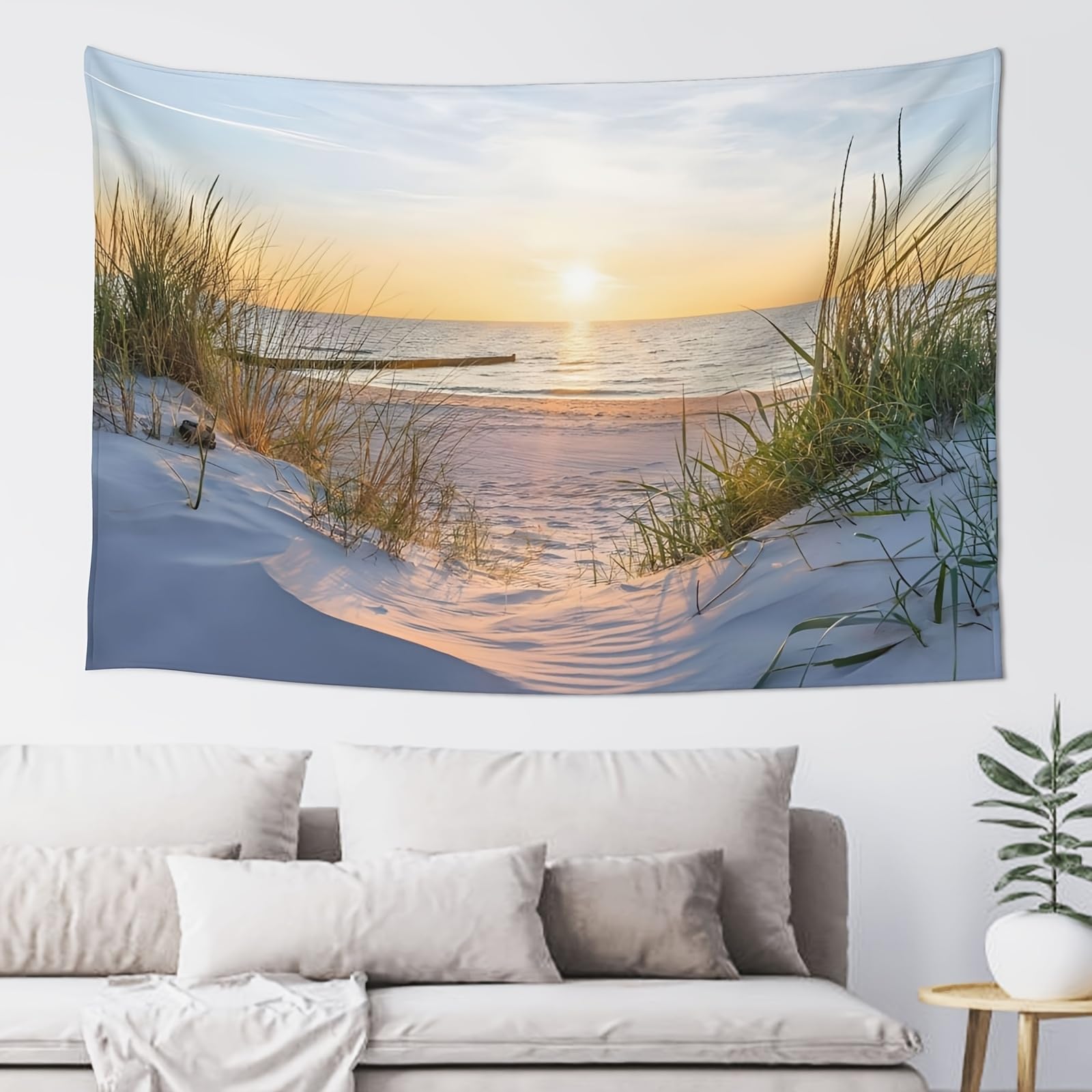 Hulnulnu Sunset Beach Tapestry Nature Tapestry Aesthetic Wall Hanging For Use In Homestays,Cafes,Companies