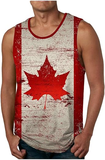 Zeiyignr Canadian Flag Tank Tops for Men Sleeveless Patriotic Tees Shirts Canada Maple Leaf Tank Top Workout Athletic Vest