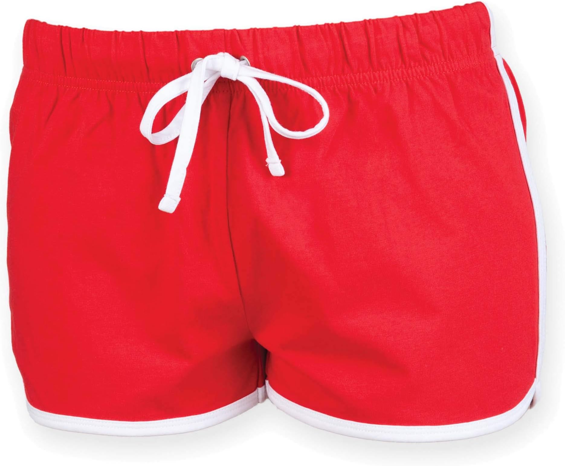 Skinni Fit Womens/Ladies Retro Training / Fitness Sports Shorts (M) (Red/ White)