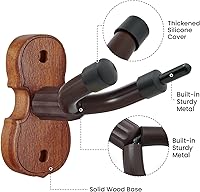 Vista 2 de BestSounds - Soporte de pared para violín con gancho para arco Home & Studio, soporte para violín de palisandro (palisandro MA-R5)