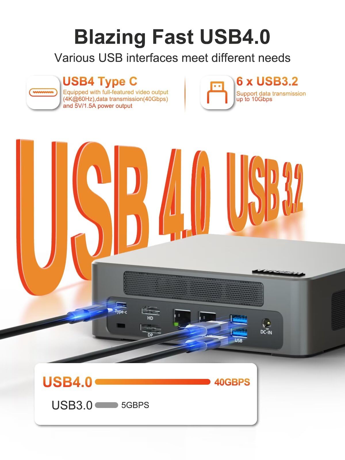 WEIDIAN Mini PC, 13th Gen Core i7-1360P(hasta 5,0 GHz), Mini Computer USB4.0, HD, 8K DP Triple Display, 6USB3.2, 2.5G RJ45 LAN, WiFi6, BT5.2, Win 11 (32GB RAM 512GB SSD)