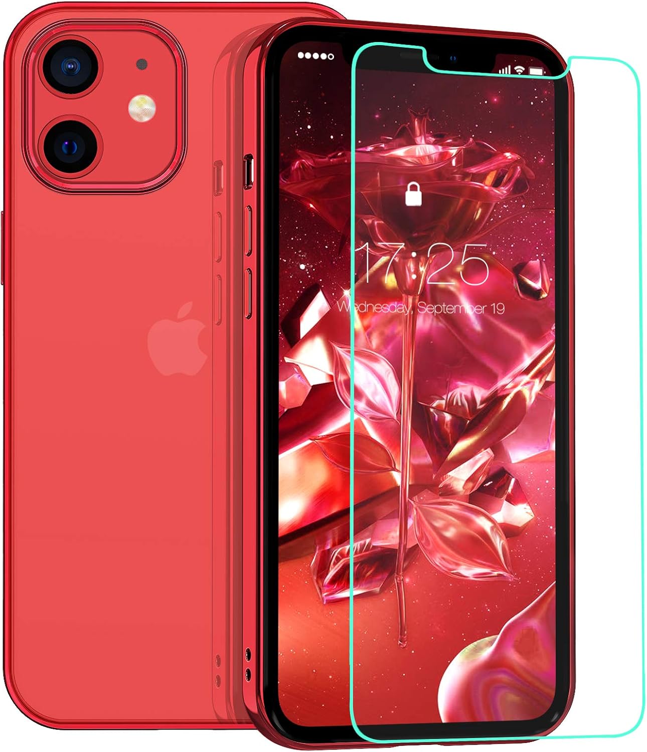 Amazon Com Zelaxy Case Compatible With Iphone 12 Iphone 12 Pro Clear Transparent Luxury Protective Electroplated Cover For Iphone 12 Iphone 12 Pro 6 1 Inch Red Cell Phones Accessories