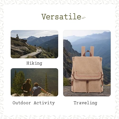 Miniatura 3 de TSD Brand - Mochila de lona ligera para viaje, mochila para laptop, senderismo, casual, mochila (caqui)