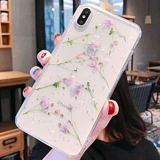 Tybiky Carcasa para iPhone 13 Pro, iPhone 13 Pro, carcasa de gel con flores secas, ultrafina, color lila narciso