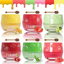 Bee Lip Balm Lip Mask Honey Pot, 6 Pcs Propolis Moisturizing Balm with Applicator, Day & Night Hydrating Lip Treatment for Dry Lips 6 Flavors Set