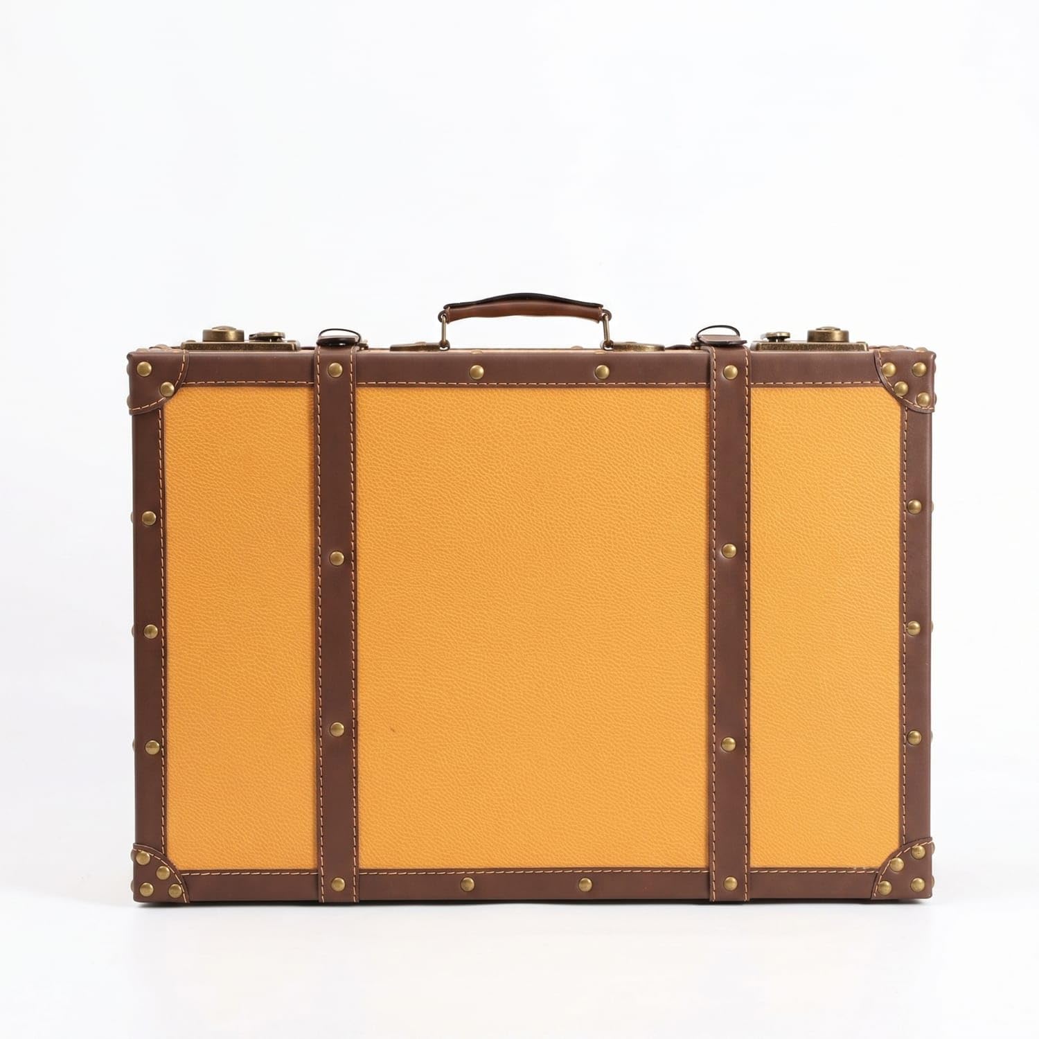 SHOPORA Leather-Like Finish Vintage Trunk-Shaped Storage Box Metal