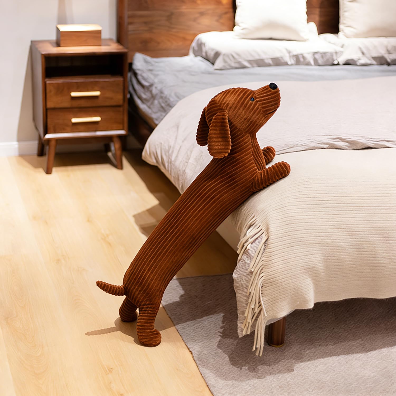 Coussin décoratif long en peluche teckel pour chien - Pour Noël, anniversaire - A - 110 cm