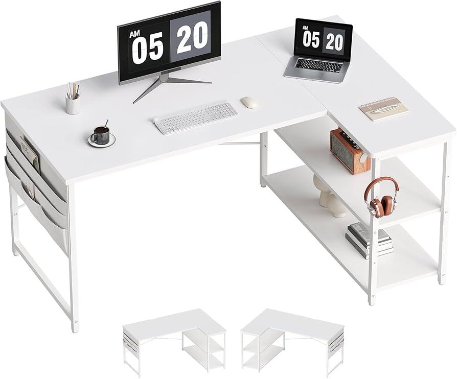 Amazon | YeTom l字デスク 机 pcデスク ゲーミングデスク 右棚左棚 幅