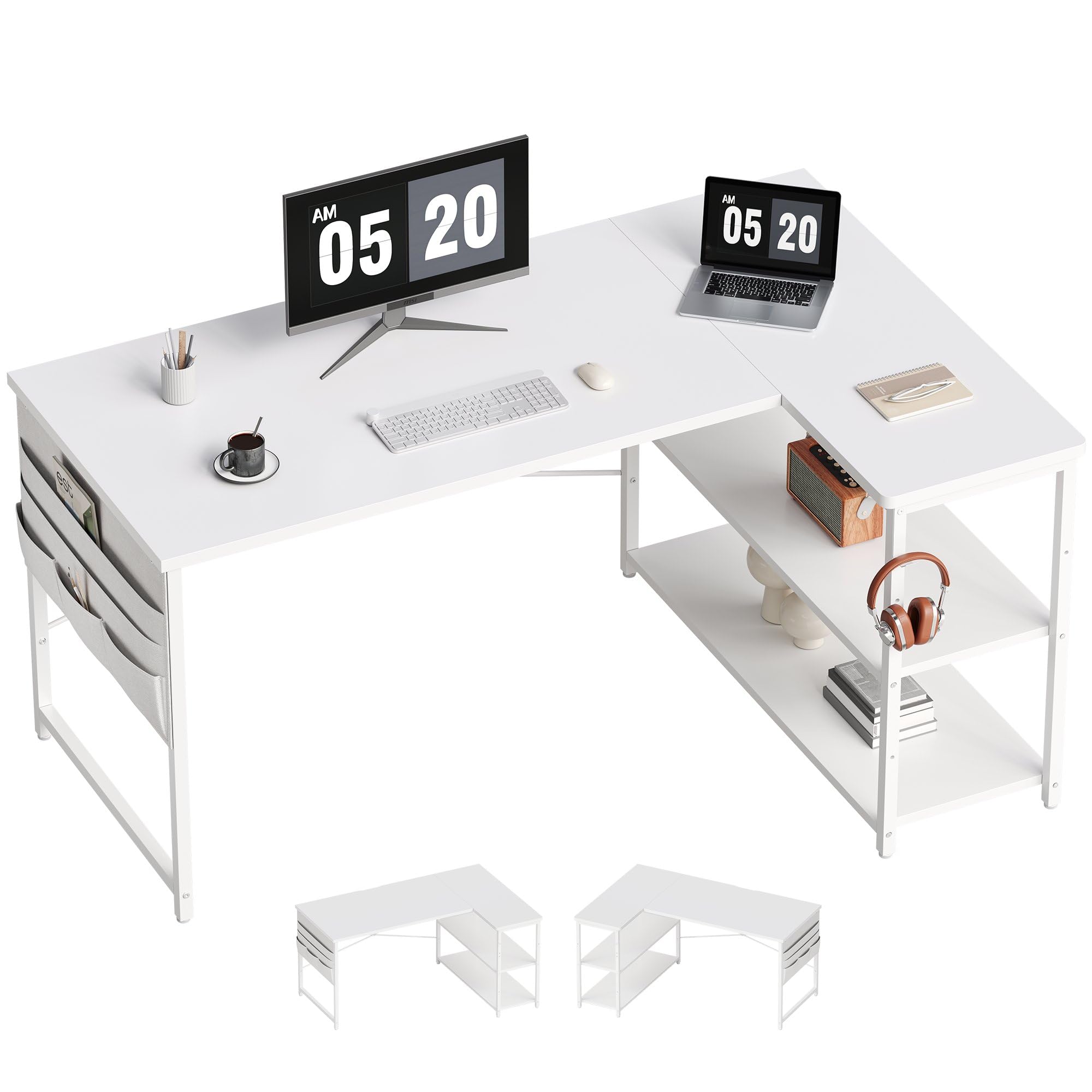 【M2224-107-71】デスク l字デスク pcデスク右棚左棚 幅107cm Amazon | YeTom l字デスク 机 pcデスク ゲーミングデスク 右棚左棚 幅