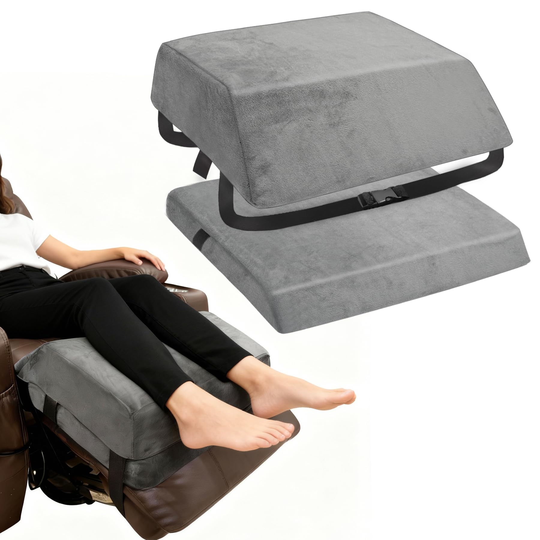 JZHLLA Cuscino per gambe reclinabile regolabile, cuscino a cuneo in schiuma per reclinabile, cuscino multiuso per sollevamento gambe con cinghia elastica per supporto lombare e divano letto