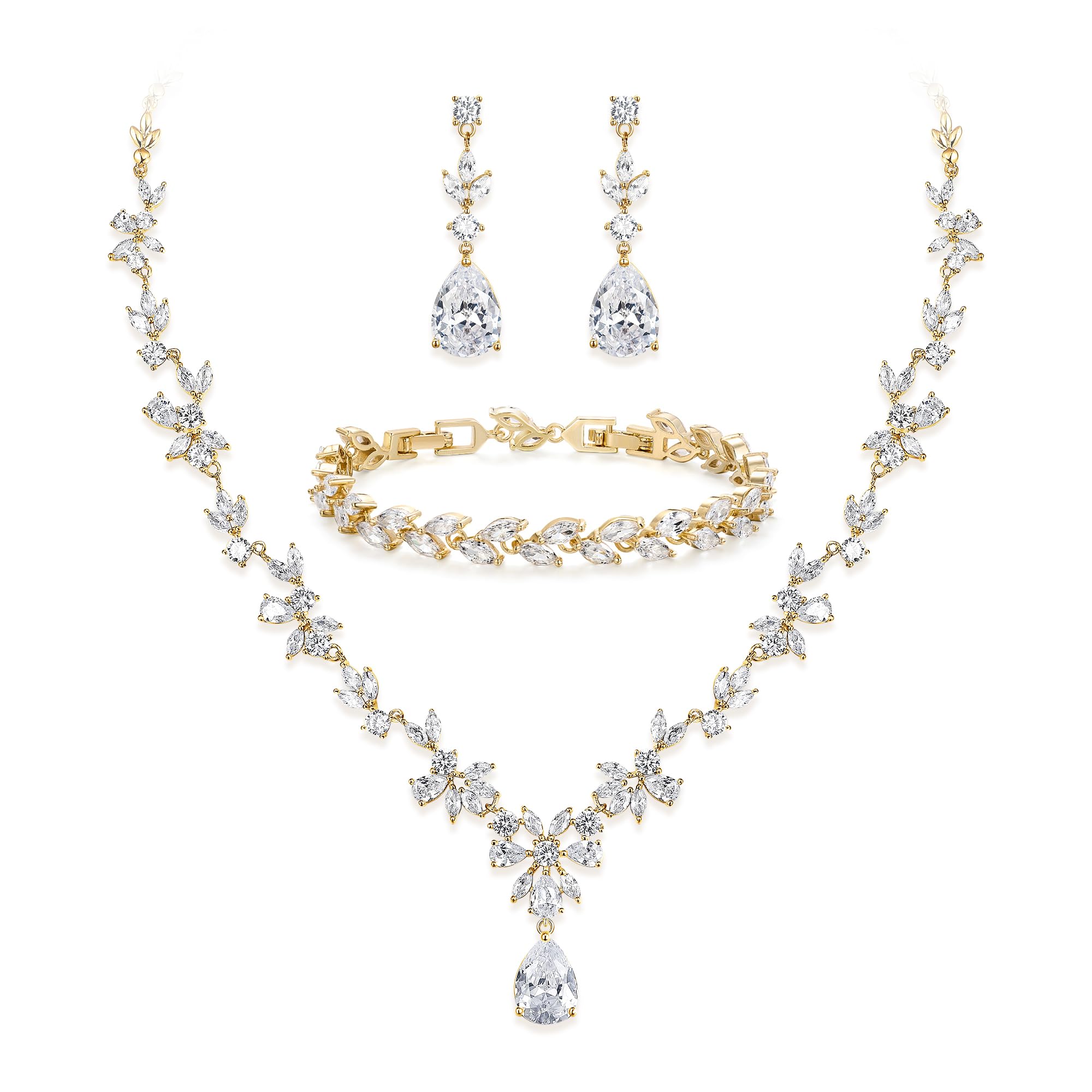 BriLove Marquise Teardrop CZ Jewelry Set