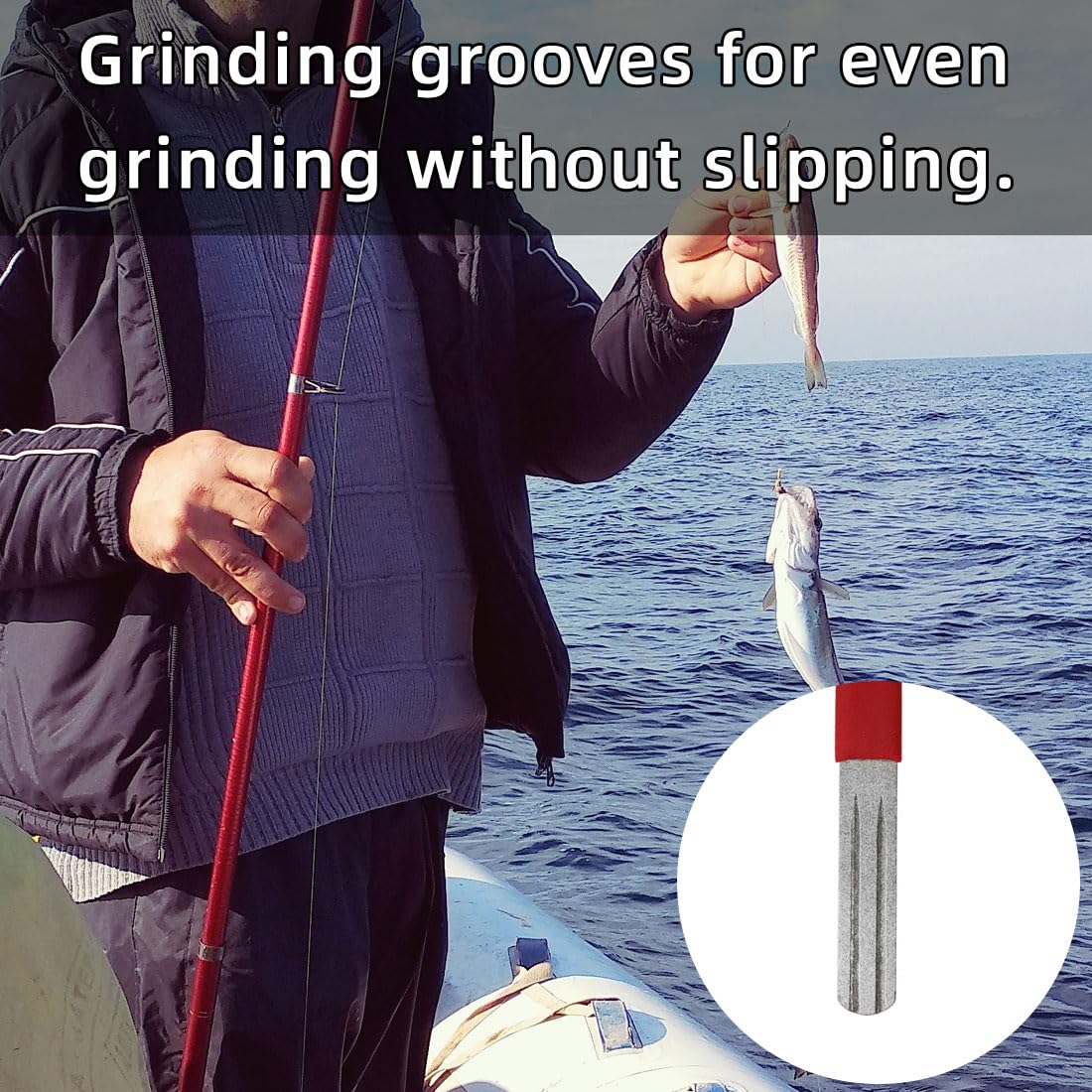 2 pcs afilador de anzuelos para Peces, Herramienta de Afilado portátil, Herramienta Afilado para Pesca al Aire Libre con Mango de Grano Fino y Medio, con Mango y Colgante(Rojo)