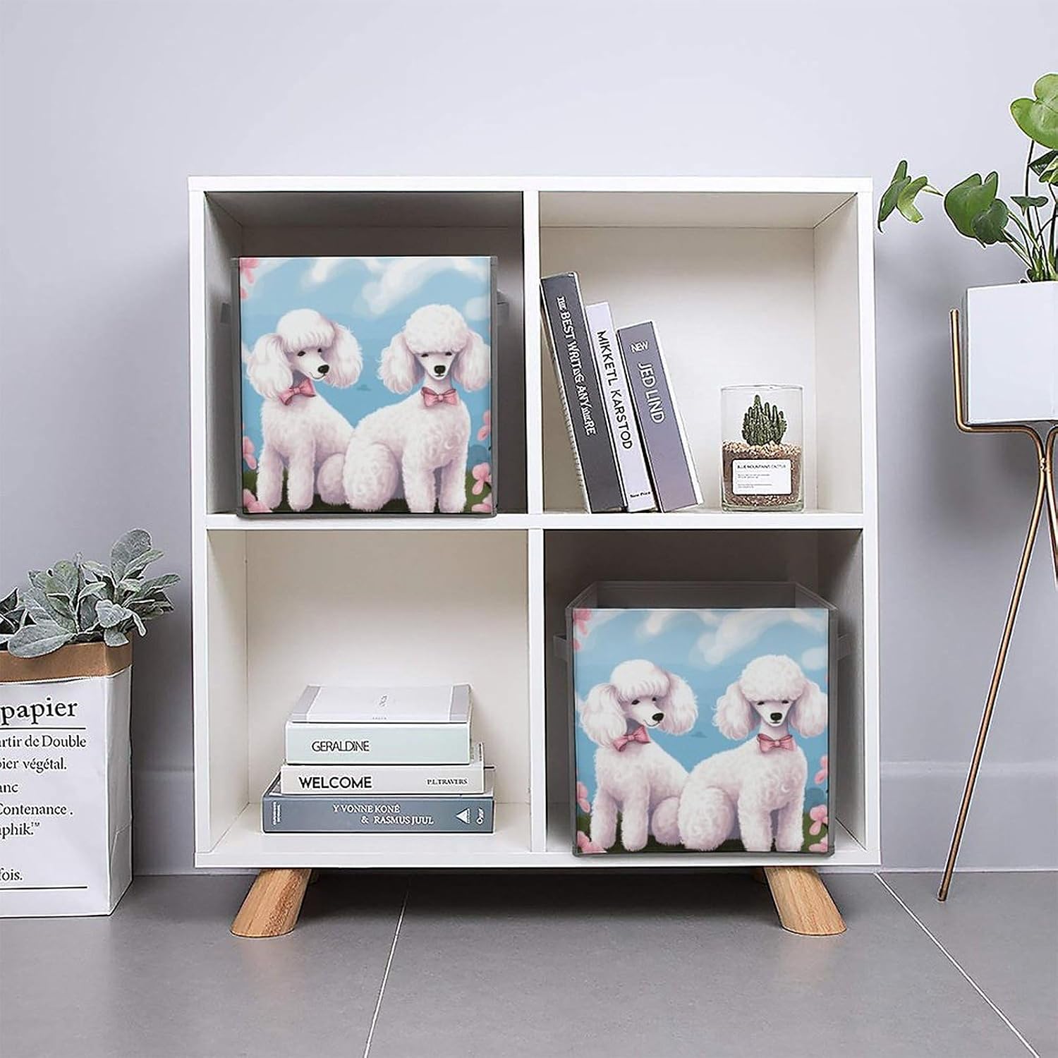 Folding Storage Bins Oxford Fabric Clothes Storage Boxes with Handles | Poodles Dogs Cube Organizer, Easy to Store, Multi Functional Cube Storage Organizer for Office Bedroom