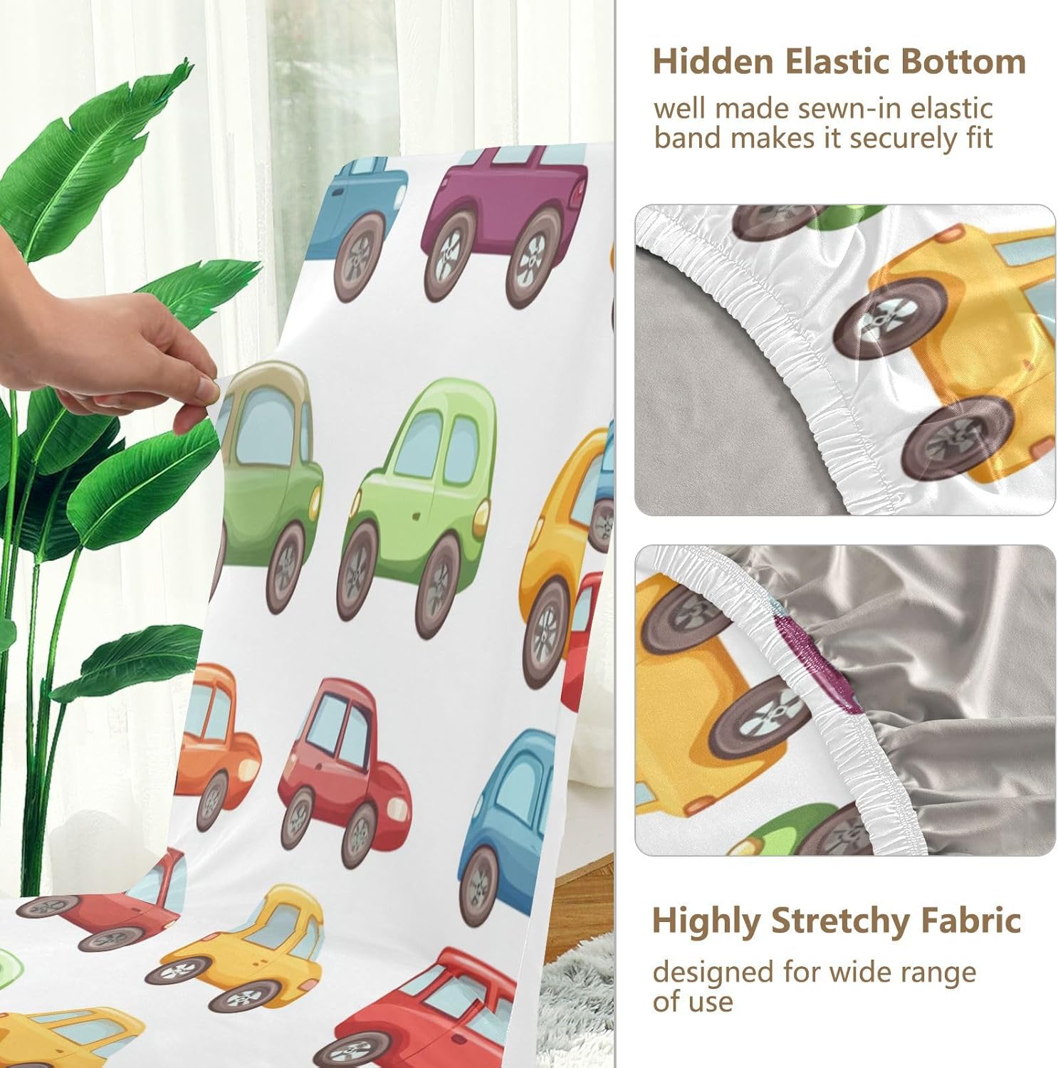 ALAZA Chair Covers for Dining Room, Colorful Cartoon Car Stretch Chair Cover Sets Chair Protector Removable Washable for Ktichen Restaurant Hotel