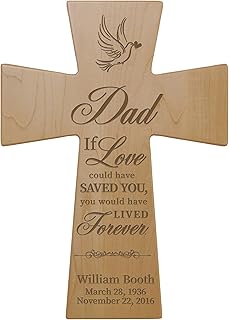 LifeSong Milestones Memorial Wooden Cross 12x17 Dad, If Love Could Condolence Funeral Remembrance in Loving Memory Bereavement Gift for Loss of Loved One (Maple)