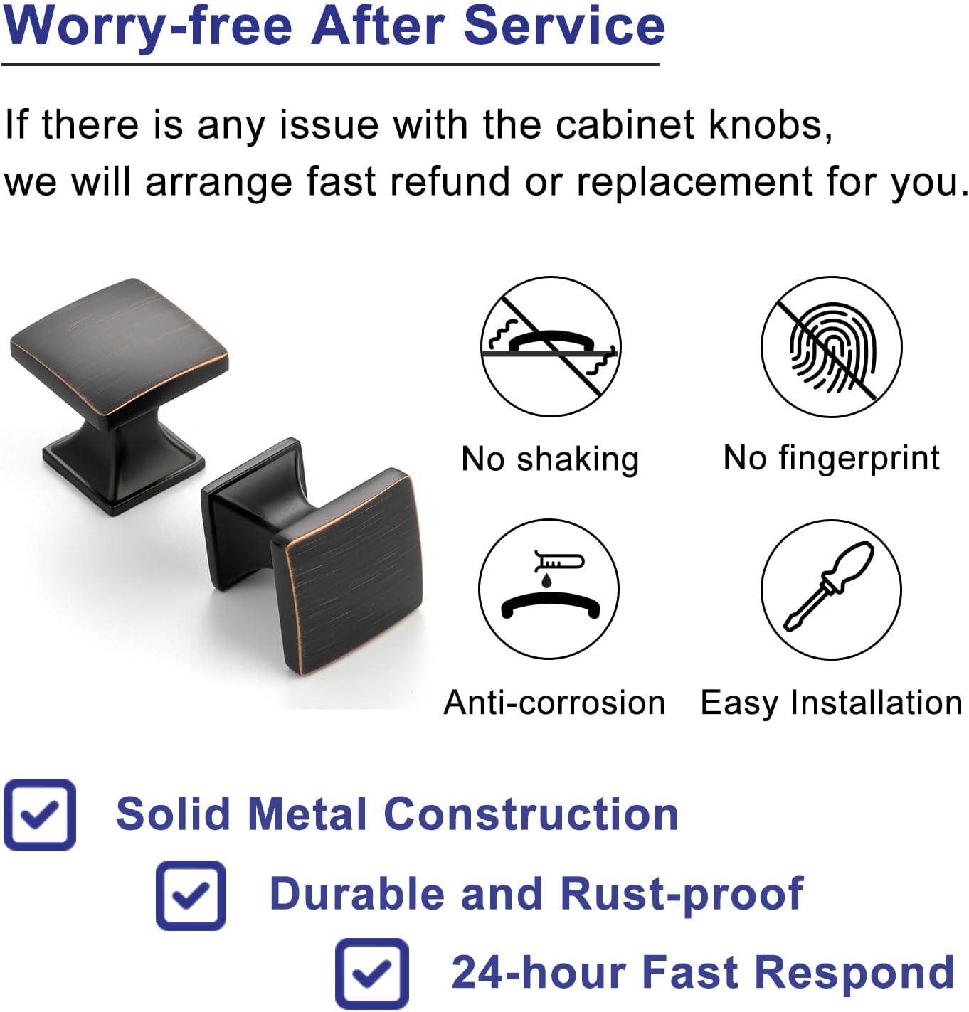 20 Pack 1 Inch, Square Oil Rubbed Bronze Cabinet Knobs Brushed Bronze Drawer Knobs Bronze Cabinet Pulls, ZK2203 Solid Kitchen Hardware for Cabinets Drawers Bedroom Dresser Bathroom Cupboard