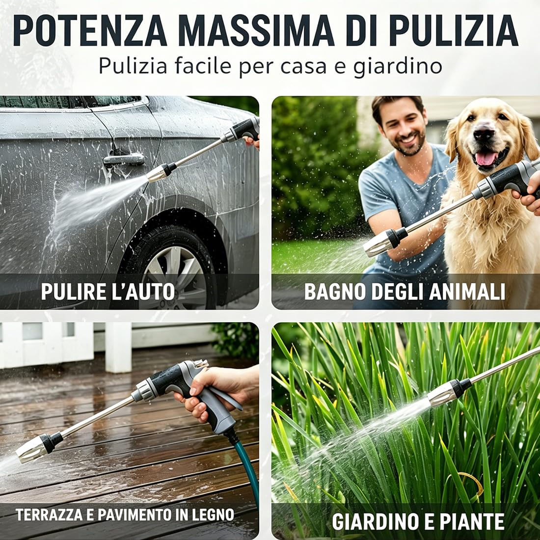 Jetterix Idropulitori, Jetterix Pressure Washer Nozzle con Serbatoio Schiuma, Lancia Idropulitrice Portatile, Ugello per Tubo Pistola, per Pulizia di Autolavaggio, Vialetto, Patio e Giardino (A,1PC)