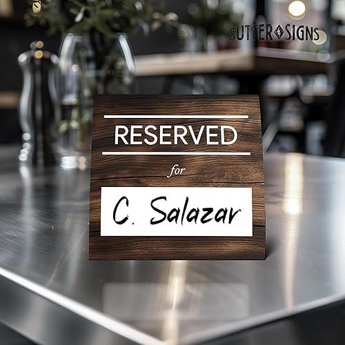 Miniatura 9 de Letreros de mesa reservados paquete de 20 tarjetas de mesa para tienda de campaña blanco con lámina dorada para bodas restaurantes eventos