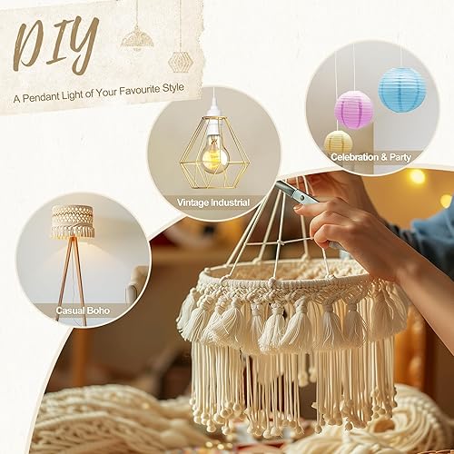 Miniatura 4 de DiCUNO Cable de Extensión para Linterna Colgante, Portalámparas Colgante E26 con Interruptor de Control en Línea de EncendidoApagado, Interruptor