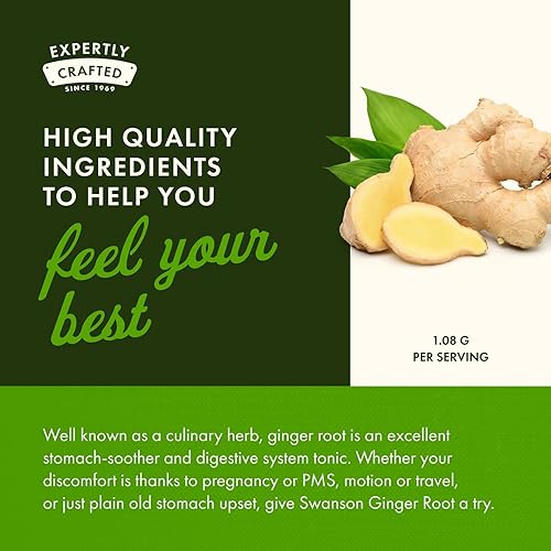 Miniatura 5 de Swanson Premium Brand Raíz de Jengibre 540 Miligramos 100 Cápsulas
