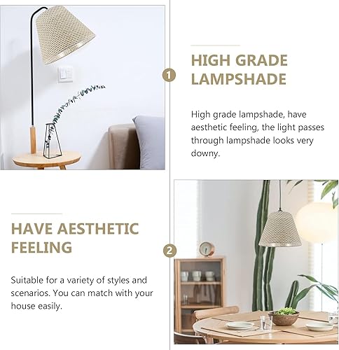 Miniatura 7 de Beaupretty Pantalla de lámpara de ratán, pantalla de mesa tejida de ratán, lámpara de escritorio de ratán, pantalla de araña media, cubierta de