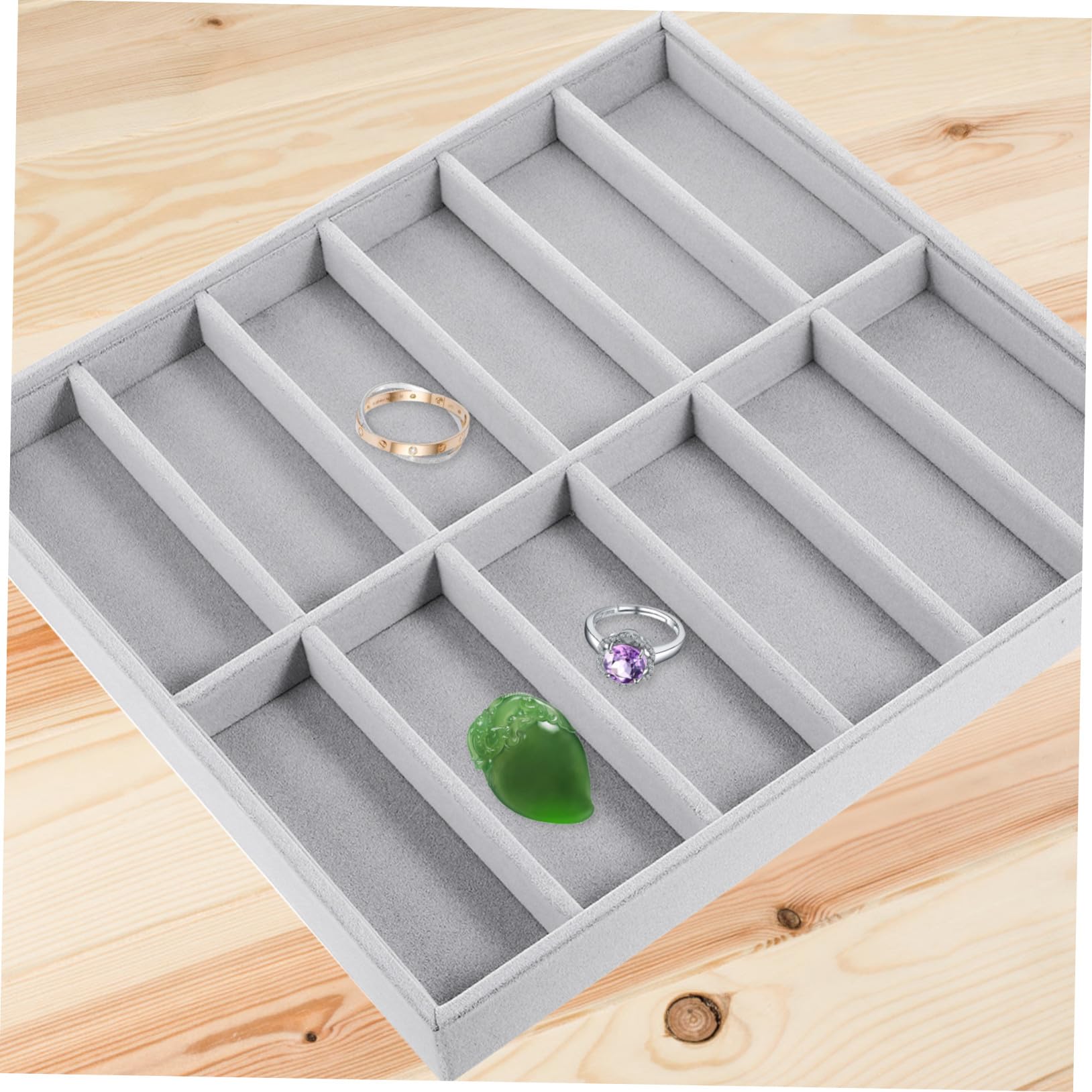 Garneck Graue Brillenbox aus Weichem Lint mit Fächern Stapelbares Sonnenbrillen Display Stabile Aufbewahrungsbox für Brillen als Eyewear Organizer für Zuhause und Laden