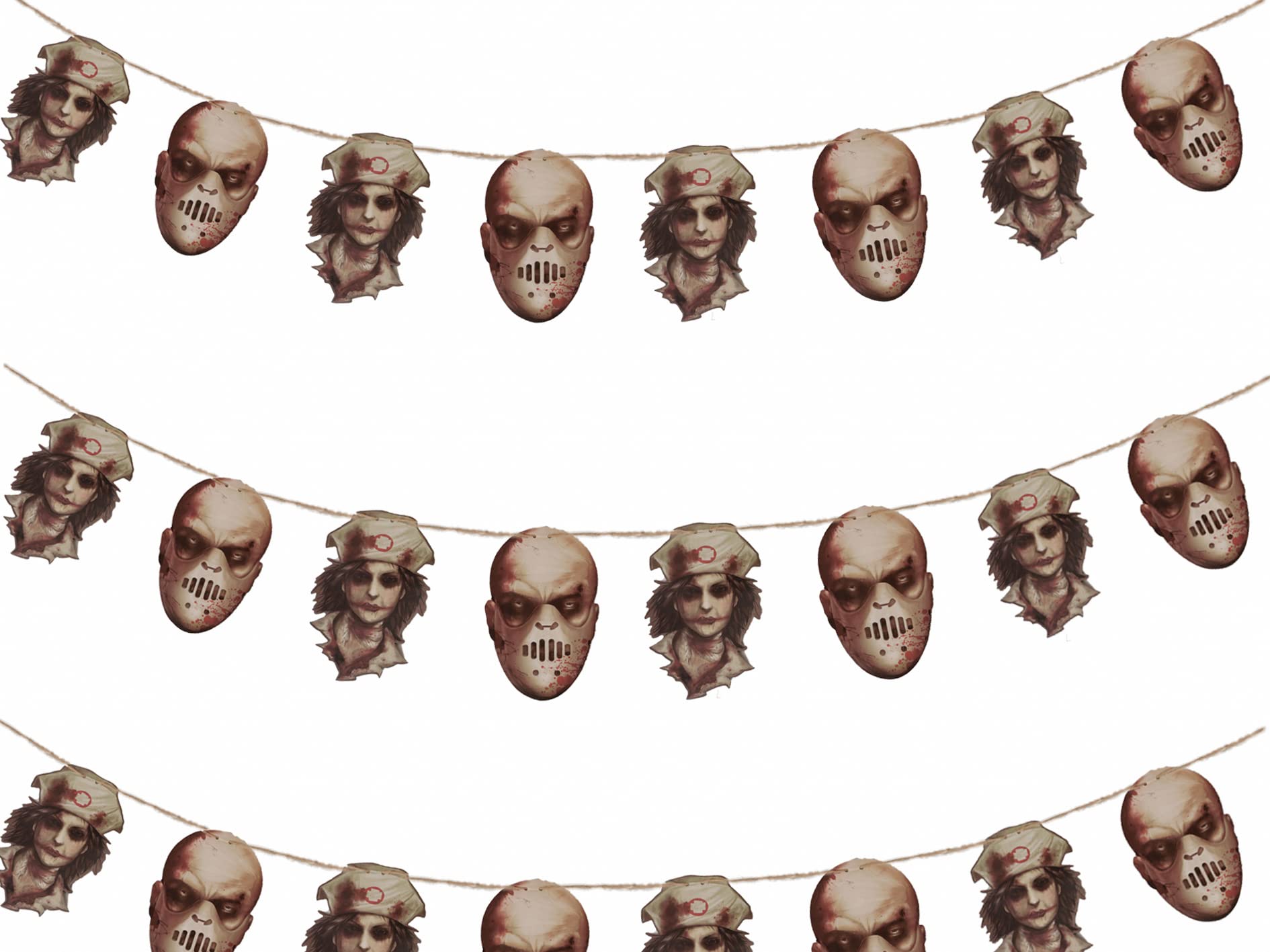 Shatchi Halloween Chopped Bloody Faces Garland Bunting Banner - 8ft