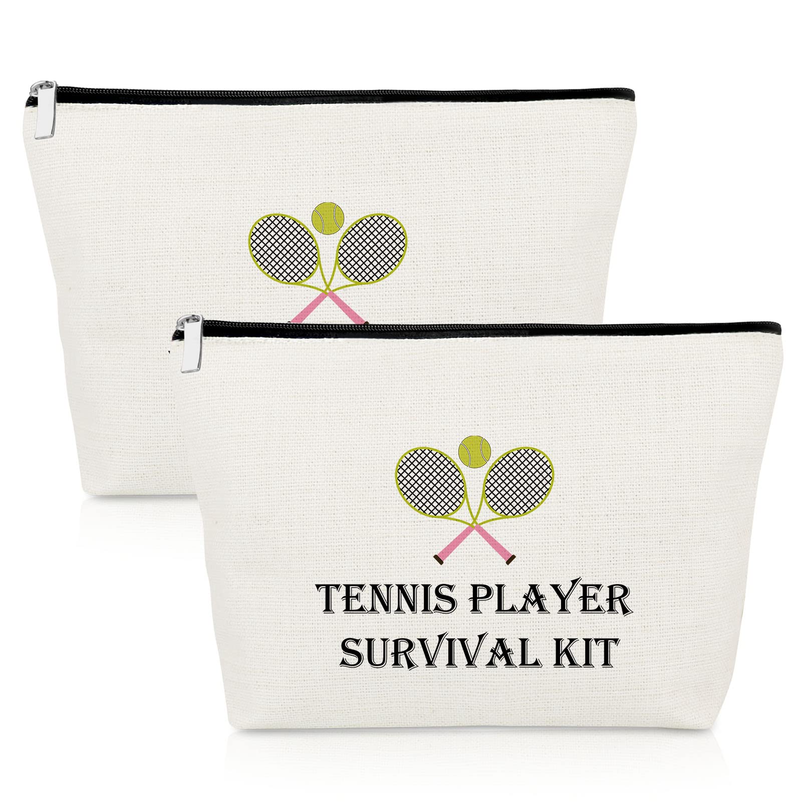 2 Piece Tennis Player Makeup Bag Tennis Lover Gift for Tennis Girl Coach Cosmetic Bag Tennis Team Gift Graduation Gift for Her Friend Tennis Cosmetic Pouch Inspirational Birthday Gift for Tennis Fans