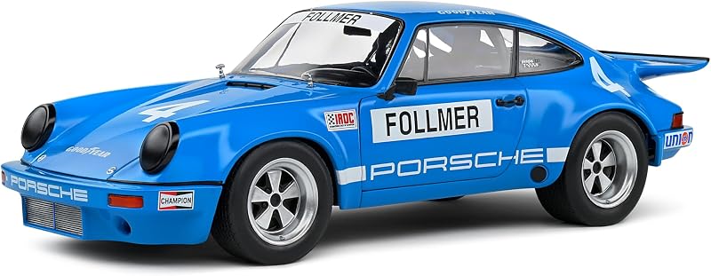 Solido 1:18 Scale Diecast Porsche 911 IROC Blue #4 Follmer IROC Riverside 1974 Model S1810702