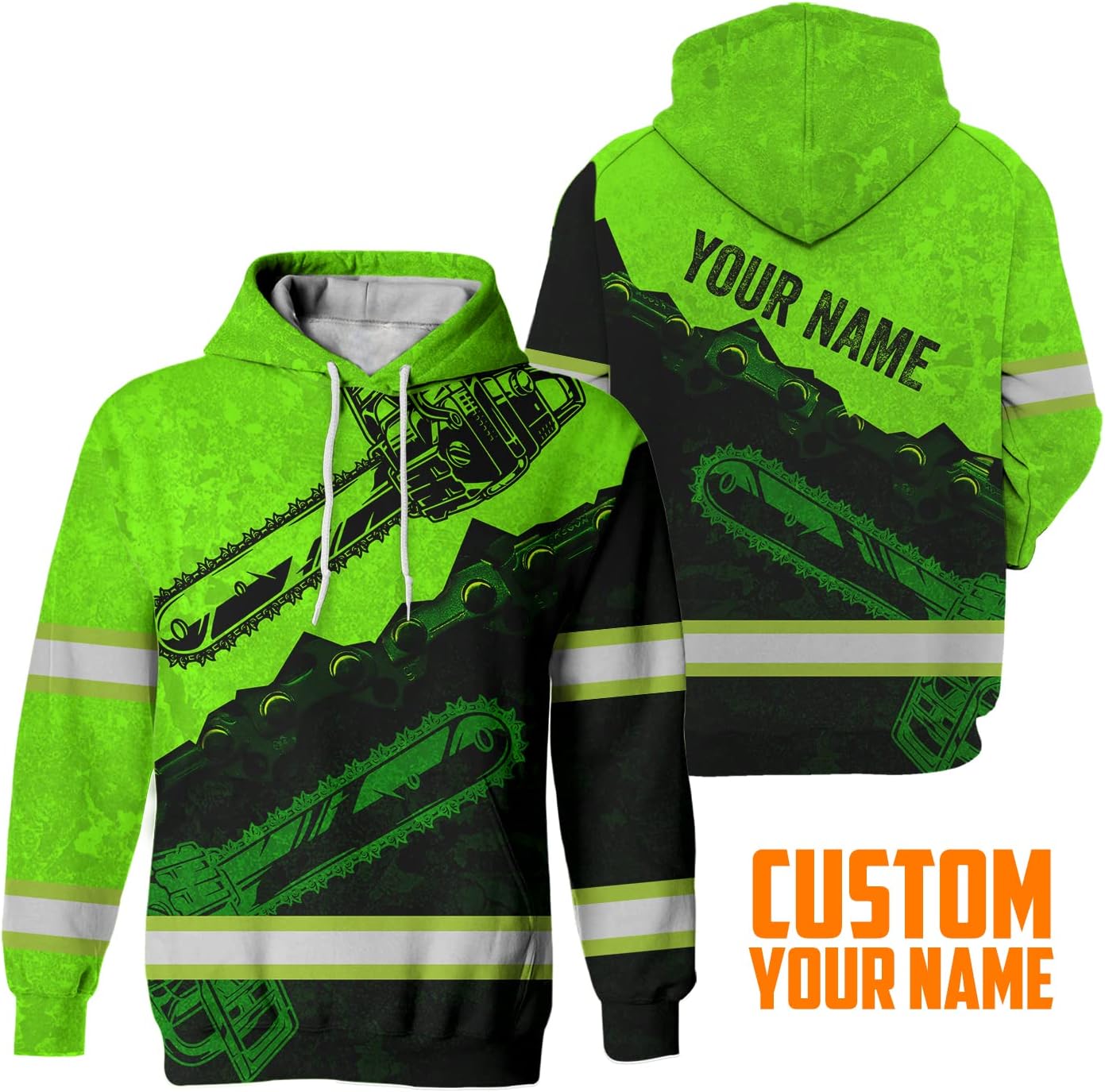Matedecor High Visibility Hi Vis Hoodie for Men - Jobs Collection Custom Name Class 3 Reflective Safety Workwear